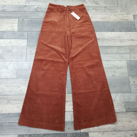 Pants - Rolla's Womens Francoise Cord Pants Trousers UK 8 Chestnut Brown Slouchy Casual
